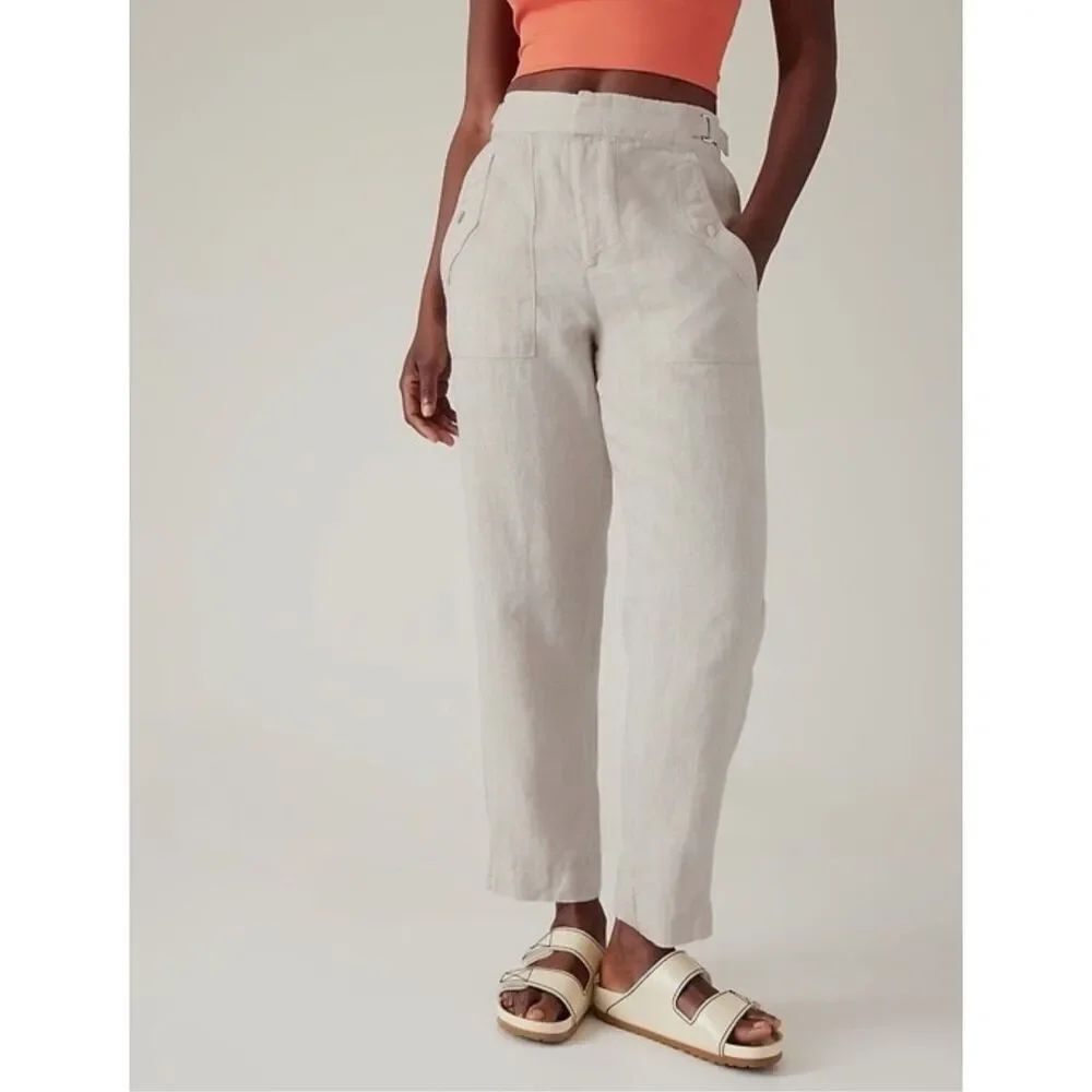 ✨Athleta Voyager Linen Ivory Sz 6Tall Pants✨